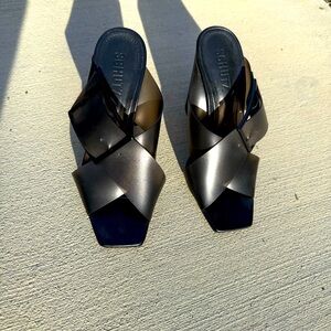 Schutz black block heel sandals